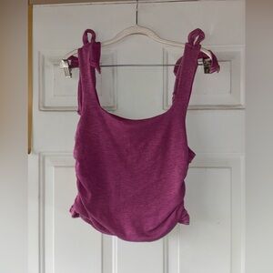 Free People pink ruched shoulder tie tank size L